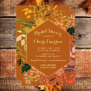 Autumn Boho floral frame invitation