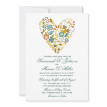 Autumn Boho Floral Heart Fall Wedding Invitations