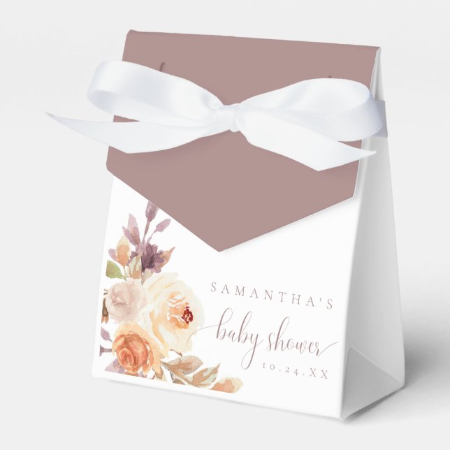 Autumn Boho Floral Rustic Baby Shower Favour Box (Front Side)
