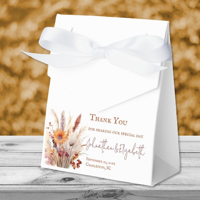Autumn Boho Floral Wedding | White Favour Box (Autumn Boho Floral Wedding White Favor Boxes)