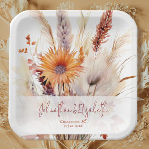 Autumn Boho Floral Wedding   White Paper Plate