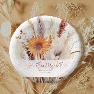 Autumn Boho Floral Wedding   White Paper Plate