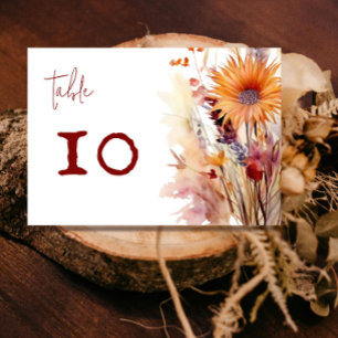 Autumn Boho Floral Wedding   White Table Number