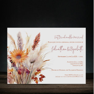 Autumn Boho Floral   White Rehearsal Dinner Invitation