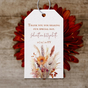 Autumn Boho Floral White Wedding Gift Tags