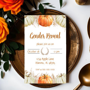 Autumn Boho Pampas Grass Gender Reveal Invitation