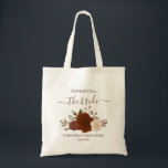 Autumn Boho Roses Elegant Bride Wedding Keepsake Tote Bag<br><div class="desc">This beautiful tote bag is perfect for carrying all of her wedding day items, and it makes a beautiful memento that she can treasure for years to come. It features a lovely boho chic floral design with a cluster of hand painted watercolor roses and leaves in warm fall or autumn...</div>