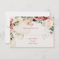 Autumn Boho Watercolor Floral Tea-Stained RSVP