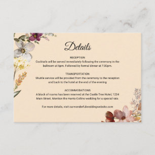 Autumn Boho Wildflower Wedding Enclosure Card