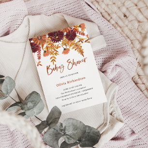 Autumn Boho Wildflowers Baby Shower Invitation