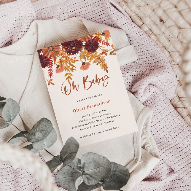 Autumn Boho Wildflowers Oh Baby | Baby Shower Invitation (Creator Uploaded)