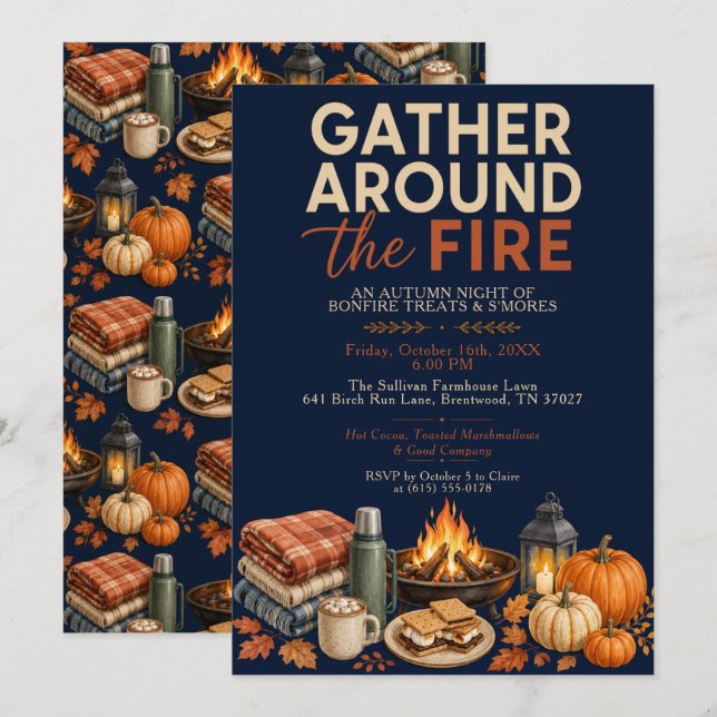 Autumn Bonfire Night Invitation (Front/Back)
