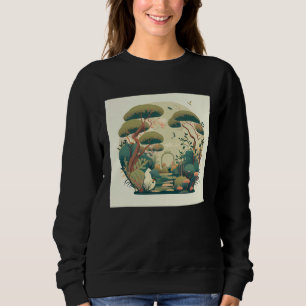 Autumn Bonsai Trees Garden Shrine Pond Japanese Sw Sweatshirt