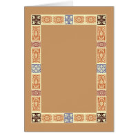 Autumn Border Brown Blue Blank Art Card