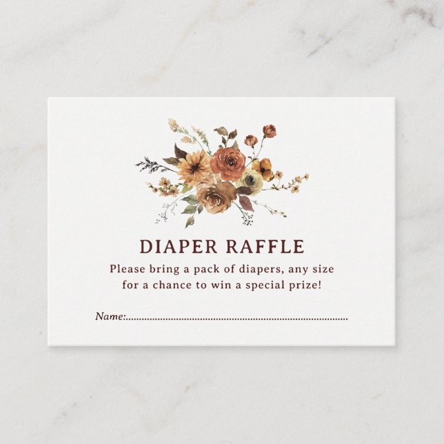 Autumn Botanical Fall Pumpkin Diaper Raffle Enclosure Card (Front)