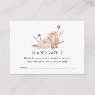 Autumn Botanical Fall Pumpkin Diaper Raffle Enclosure Card