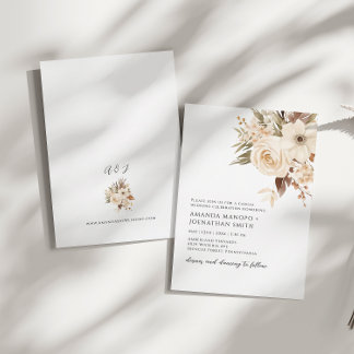 Autumn Botanical Garden Watercolor Wedding Invitation