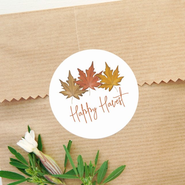 Autumn Botanical Leaves Fall Foliage Elegant Classic Round Sticker (Creator Uploaded)