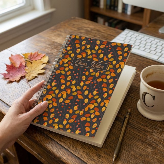 Autumn Botanical Leaves Personalised Spiral  Notebook (Creator Uploaded)