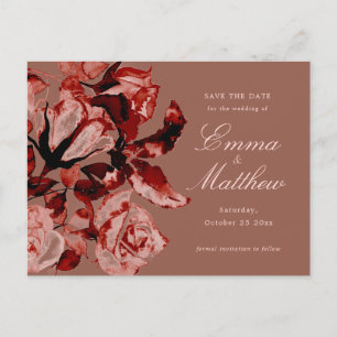 Autumn Botanical Maximalism Wedding Save the Date Postcard