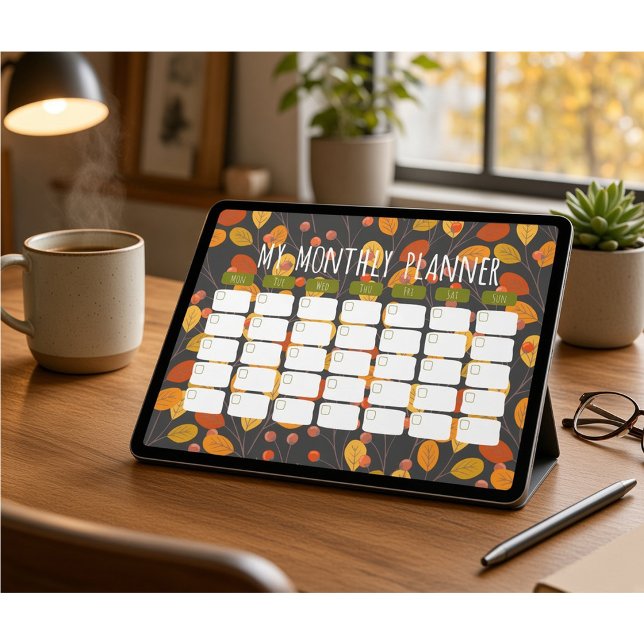 Autumn Botanical Monthly Digital Planner Template Poster (Creator Uploaded)