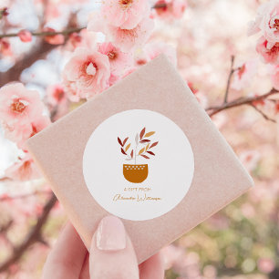 Autumn Botanical Plant Personalised Name Gift From Classic Round Sticker