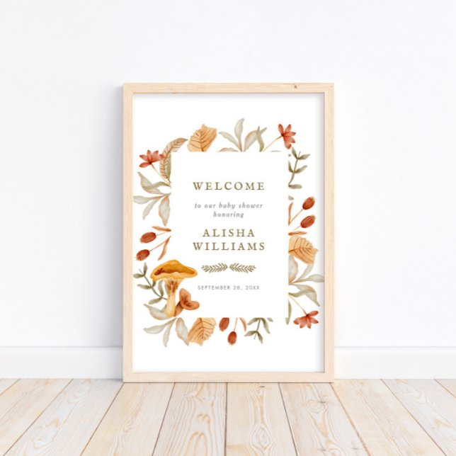 Autumn Botanical Whimsy Fall Baby Shower Welcome Poster (Available for print and instant digital download!)