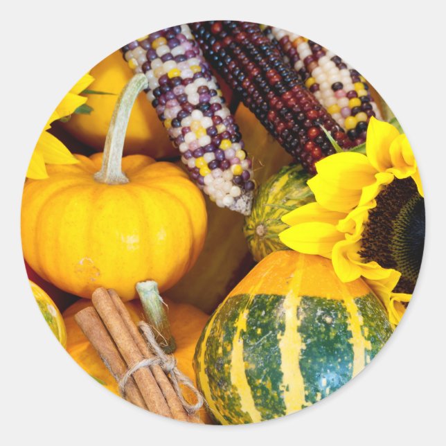 Autumn Bounty Classic Round Sticker (Front)