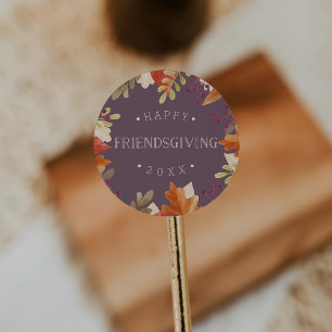 Autumn Bounty   Happy Friendsgiving Classic Round Sticker