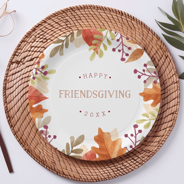 Autumn Bounty | Happy Friendsgiving Paper Plate (Creator Uploaded)