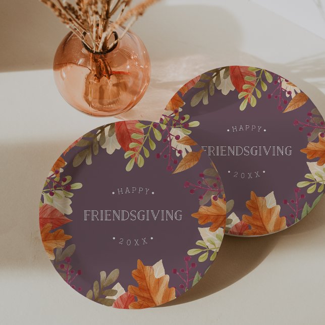 Autumn Bounty | Happy Friendsgiving Paper Plate (Creator Uploaded)