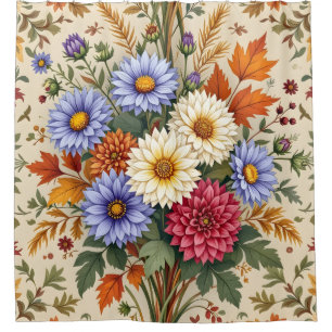 Autumn Bouquet of Asters and Dahlias Shower Curtain