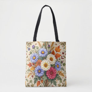 Autumn Bouquet of Asters and Dahlias Tote Bag