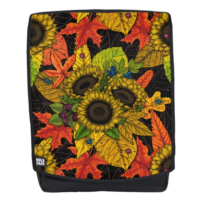 Autumn bouquet on black backpack (Front)