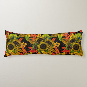 Autumn bouquet on black body cushion