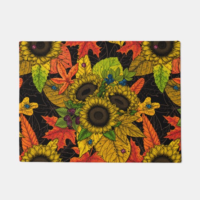 Autumn bouquet on black doormat (Front)