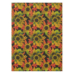 Autumn bouquet on black tablecloth