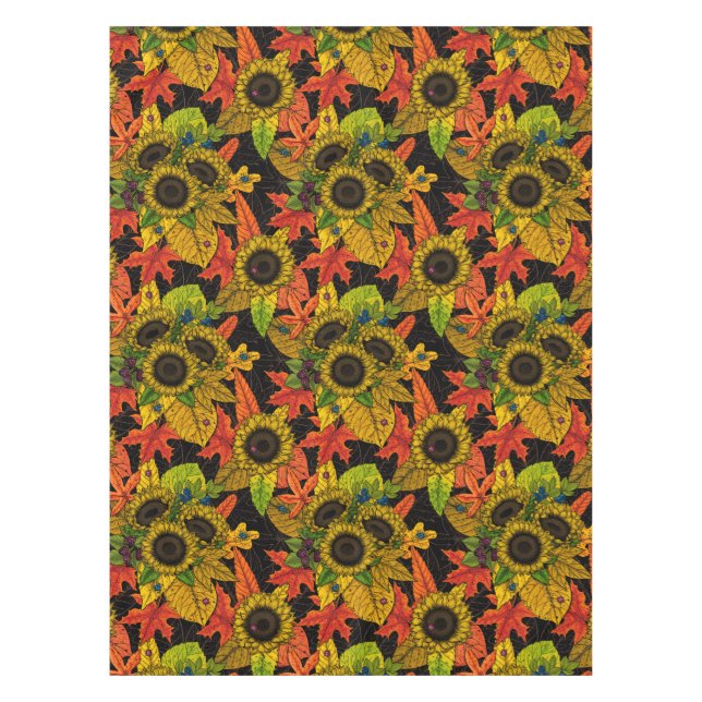 Autumn bouquet on black tablecloth (Front)