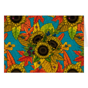 Autumn bouquet on blue