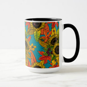 Autumn bouquet on blue mug