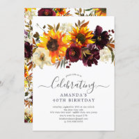 Autumn Bouquet Sunflowers Floral Birthday Party