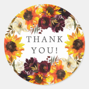 Autumn Bouquet Sunflowers Floral Bridal Shower Classic Round Sticker