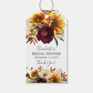 Autumn Bouquet Sunflowers Floral Bridal Shower Gift Tags
