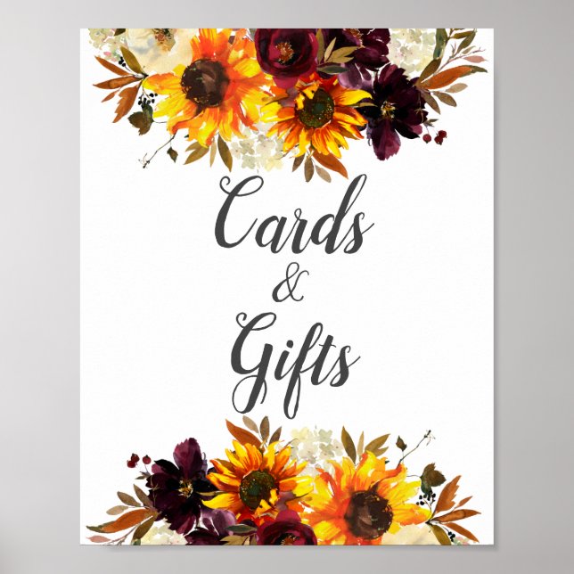 Autumn Bouquet Sunflowers Floral Cards & Gifts Poster (Front)