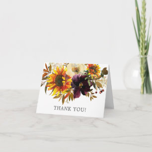 Autumn Bouquet Sunflowers Floral Thank You Card