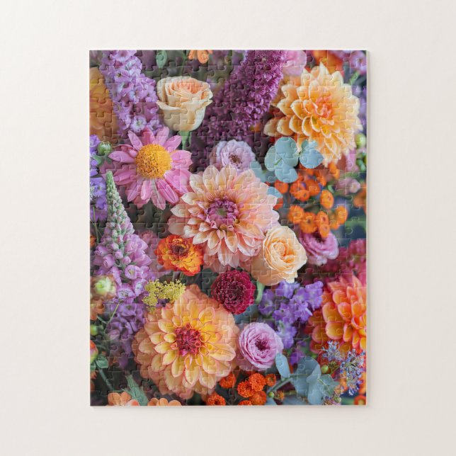 Autumn Bouquet with Dahlias, Freesias, and Gerbera Jigsaw Puzzle (Vertical)