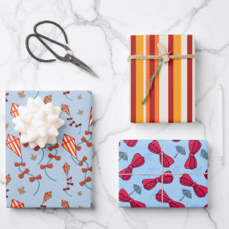 Autumn Bows and Kites Wrapping in Warm Fall Colour Wrapping Paper Sheet