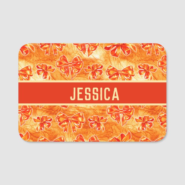 AUTUMN BOWS PATTERN  NAME TAG (Front)