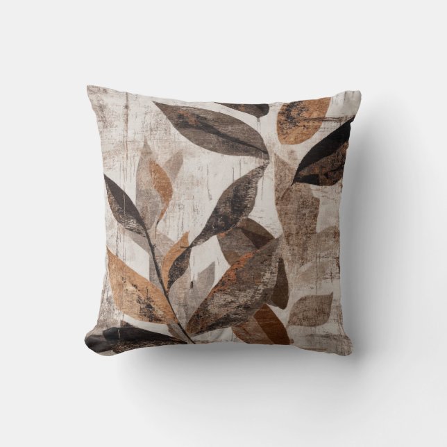 Autumn Branches – Rustic Earth-Toned Botanical Cushion (Front)