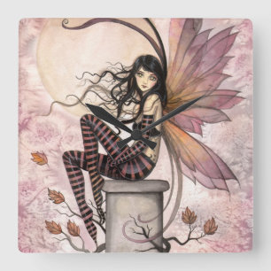 Autumn Breezes Fairy Fantasy Art by Molly Harrison Square Wall Clock